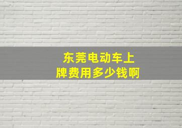 东莞电动车上牌费用多少钱啊