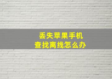 丢失苹果手机查找离线怎么办