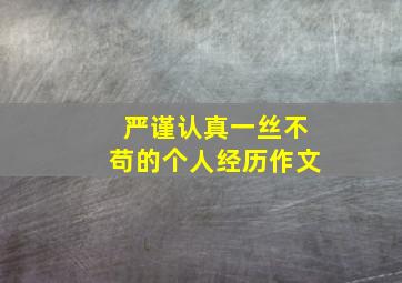 严谨认真一丝不苟的个人经历作文