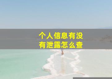 个人信息有没有泄露怎么查