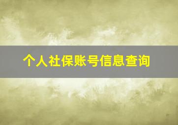 个人社保账号信息查询