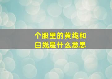 个股里的黄线和白线是什么意思