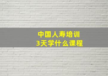 中国人寿培训3天学什么课程