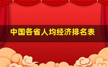 中国各省人均经济排名表