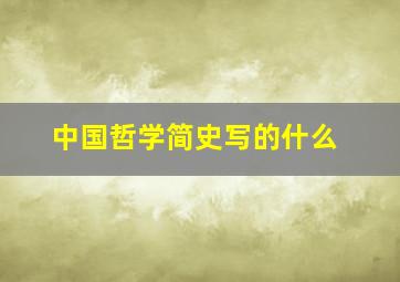 中国哲学简史写的什么