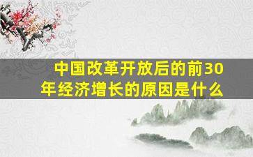 中国改革开放后的前30年经济增长的原因是什么