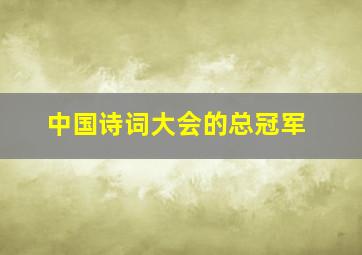 中国诗词大会的总冠军