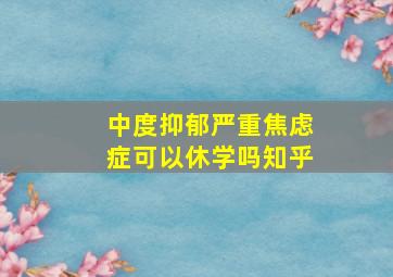 中度抑郁严重焦虑症可以休学吗知乎