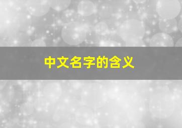 中文名字的含义