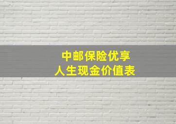 中邮保险优享人生现金价值表