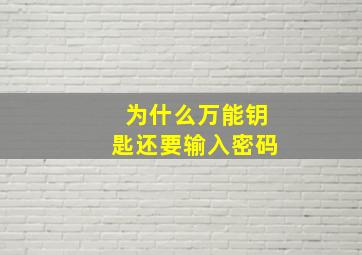 为什么万能钥匙还要输入密码