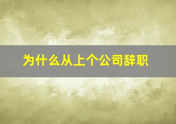 为什么从上个公司辞职