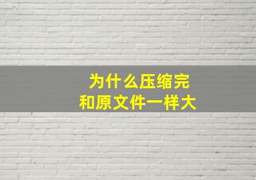 为什么压缩完和原文件一样大