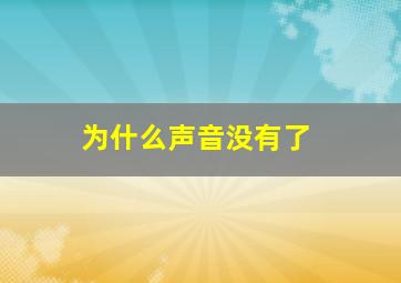 为什么声音没有了