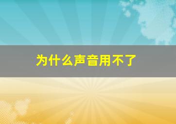 为什么声音用不了