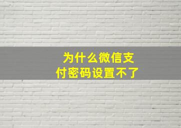 为什么微信支付密码设置不了