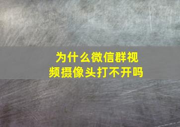 为什么微信群视频摄像头打不开吗