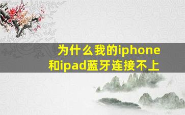 为什么我的iphone和ipad蓝牙连接不上