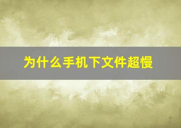 为什么手机下文件超慢