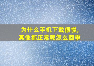 为什么手机下载很慢,其他都正常呢怎么回事