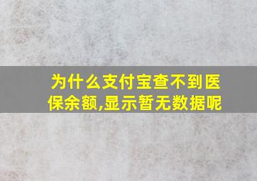 为什么支付宝查不到医保余额,显示暂无数据呢