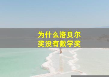 为什么洛贝尔奖没有数学奖