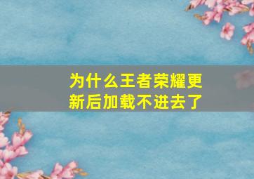 为什么王者荣耀更新后加载不进去了