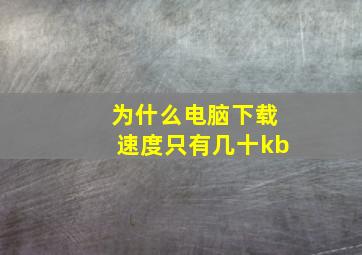 为什么电脑下载速度只有几十kb