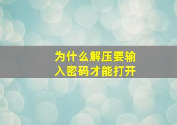 为什么解压要输入密码才能打开