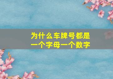 为什么车牌号都是一个字母一个数字