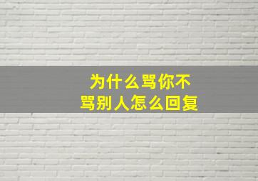 为什么骂你不骂别人怎么回复