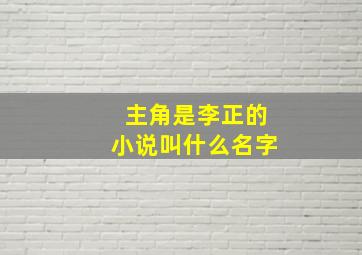 主角是李正的小说叫什么名字