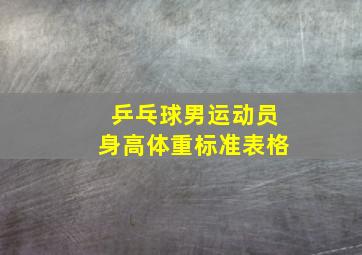 乒乓球男运动员身高体重标准表格