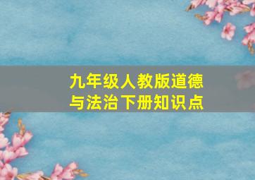 九年级人教版道德与法治下册知识点