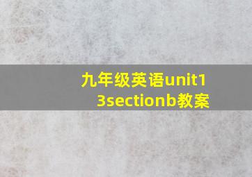 九年级英语unit13sectionb教案