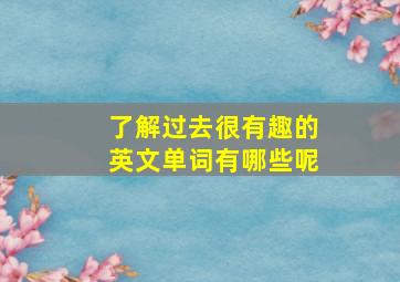 了解过去很有趣的英文单词有哪些呢