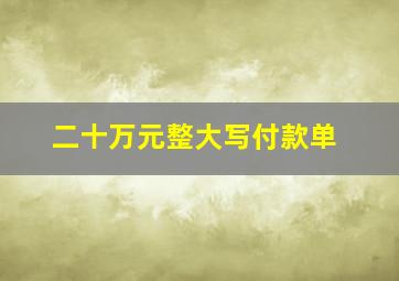 二十万元整大写付款单