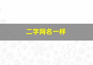 二字网名一样