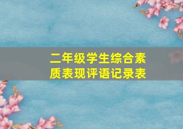 二年级学生综合素质表现评语记录表