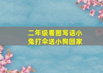 二年级看图写话小兔打伞送小狗回家