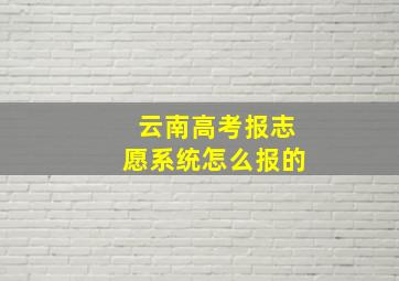 云南高考报志愿系统怎么报的