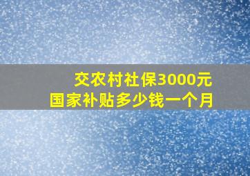 交农村社保3000元国家补贴多少钱一个月