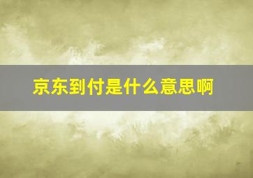 京东到付是什么意思啊