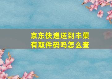 京东快递送到丰巢有取件码吗怎么查