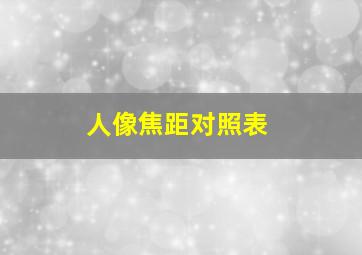 人像焦距对照表