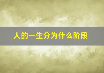 人的一生分为什么阶段