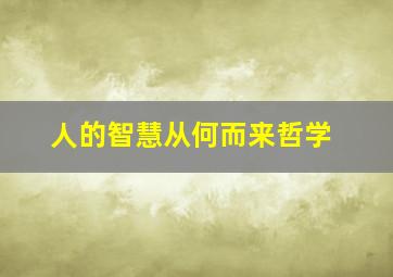 人的智慧从何而来哲学