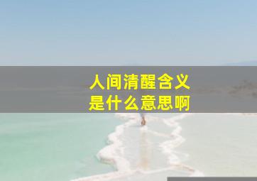 人间清醒含义是什么意思啊