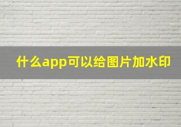 什么app可以给图片加水印