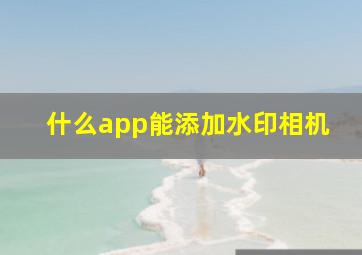 什么app能添加水印相机